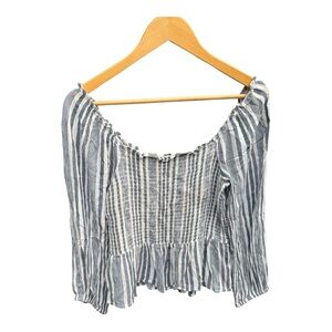 American Eagle Outfitters Blue and White Striped Blouse